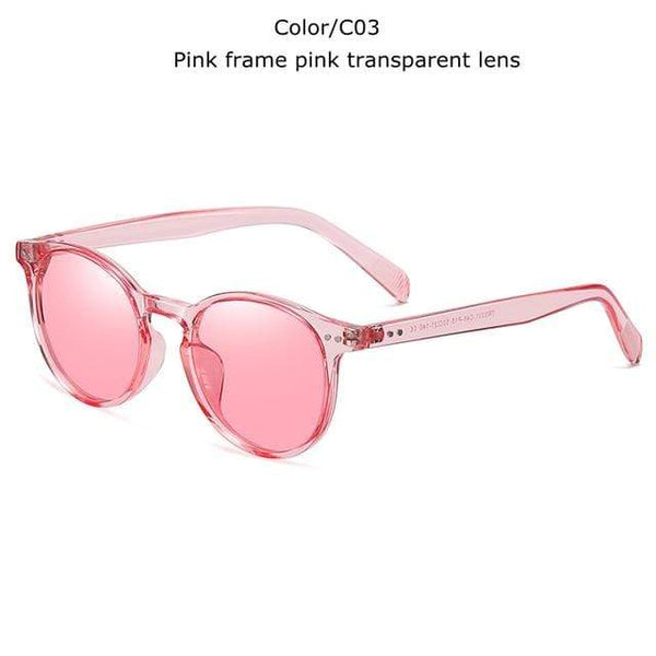 Planet Gates T03336 C03 / 2.Brown glasses case Unisex Ultralight TR90 Polarized Sunglasses Men Women Driving Round Pink Shades Vintage Sun Glasses Gafas De Sol