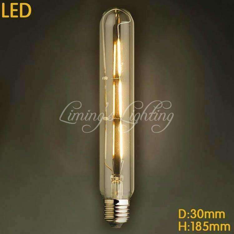 Planet Gates T10 2W 220V / E27 Edison Bulb "T" Series LED Light Bulb T10/T185/T225/T300 tube Tungsten Filament  E27 Vintage Incandescent Lamp Home Decoration