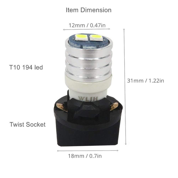 Planet Gates T10 Led Interior Lights Car Gauge Dashboard Dash Light Instrument Cluster Panel W5W 194 Bulb Twist Socket PC195 PC194 PC168