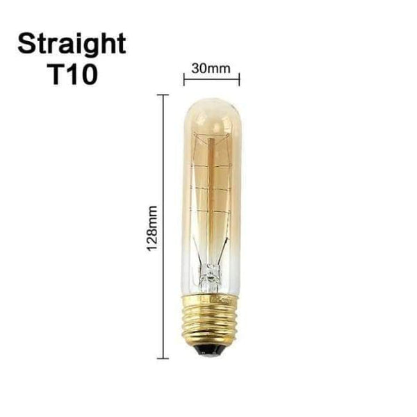 Planet Gates T10 Rovná / E27 Retro Lampa E27 Vintage Žárovka s Vláknem 220V Žárovka Spirálová Světelná LED Edison Žárovka Lampada Ampoule Bombillas