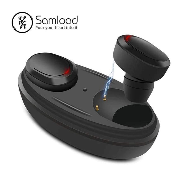 Planet Gates T12-Black Sport Headphones Wireless Bluetooth Headset Waterproof Stereo Earphone with Chargin Case for iPhone 6 7 8 Xiaomi Android