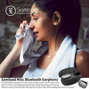 Planet Gates T12-Black Sport Headphones Wireless Bluetooth Headset Waterproof Stereo Earphone with Chargin Case for iPhone 6 7 8 Xiaomi Android