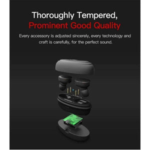 Planet Gates T12-Black Sport Headphones Wireless Bluetooth Headset Waterproof Stereo Earphone with Chargin Case for iPhone 6 7 8 Xiaomi Android