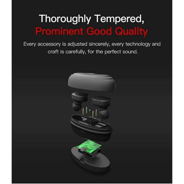 Planet Gates T12-Black Sport Headphones Wireless Bluetooth Headset Waterproof Stereo Earphone with Chargin Case for iPhone 6 7 8 Xiaomi Android