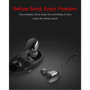 Planet Gates T12-Black Sport Headphones Wireless Bluetooth Headset Waterproof Stereo Earphone with Chargin Case for iPhone 6 7 8 Xiaomi Android