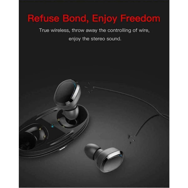 Planet Gates T12-Black Sport Headphones Wireless Bluetooth Headset Waterproof Stereo Earphone with Chargin Case for iPhone 6 7 8 Xiaomi Android