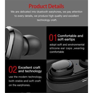 Planet Gates T12-Black Sport Headphones Wireless Bluetooth Headset Waterproof Stereo Earphone with Chargin Case for iPhone 6 7 8 Xiaomi Android