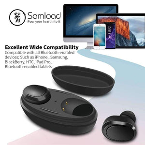 Planet Gates T12-Black Sport Headphones Wireless Bluetooth Headset Waterproof Stereo Earphone with Chargin Case for iPhone 6 7 8 Xiaomi Android