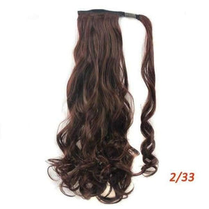Planet Gates T1B/33 / 22inches / China 22" Long Wave Clip In Hair Tail False Hair Ponytail Hairpiece With Hairpins Synthetic Wig Pony Tail Hair Extensions