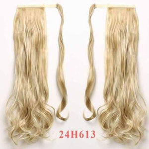 Planet Gates T1B/613 / 22inches / China 22" Long Wave Clip In Hair Tail False Hair Ponytail Hairpiece With Hairpins Synthetic Wig Pony Tail Hair Extensions