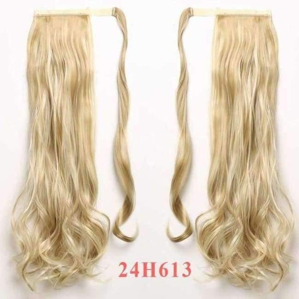 Planet Gates T1B/613 / 22inches / China 22" Long Wave Clip In Hair Tail False Hair Ponytail Hairpiece With Hairpins Synthetic Wig Pony Tail Hair Extensions