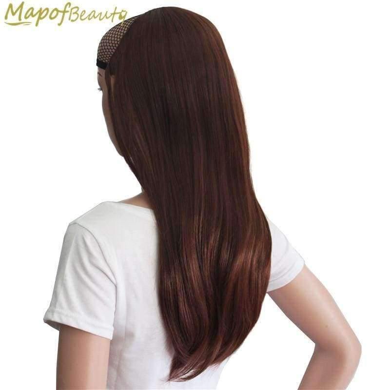 Planet Gates T1B/613 / 22inches / China Long Straight Blond Dark Brown Natural Half Wig For Women Heat Resistant Synthetic Clip In Hair Extensions Fake Hair MapofBeauty