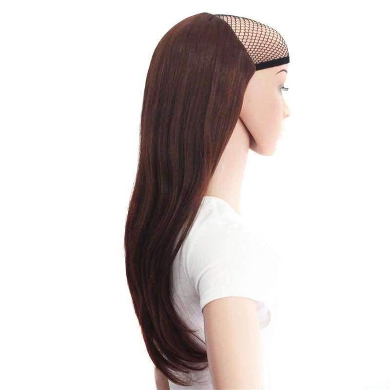 Planet Gates T1B/613 / 22inches / China Long Straight Blond Dark Brown Natural Half Wig For Women Heat Resistant Synthetic Clip In Hair Extensions Fake Hair MapofBeauty