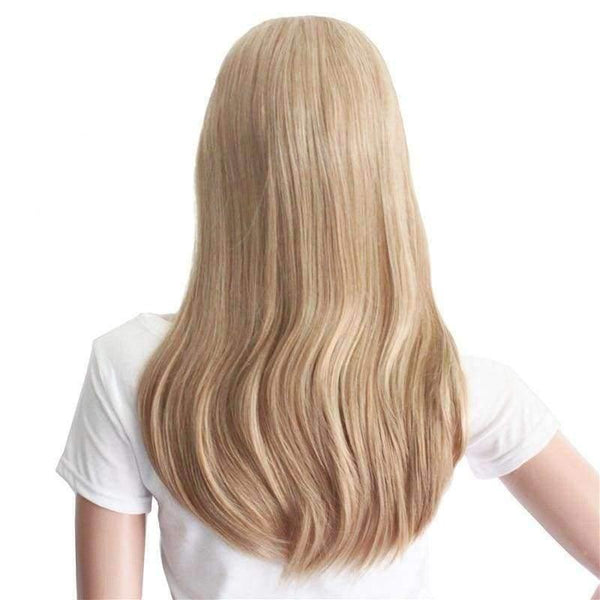 Planet Gates T1B/613 / 22inches / China Long Straight Blond Dark Brown Natural Half Wig For Women Heat Resistant Synthetic Clip In Hair Extensions Fake Hair MapofBeauty
