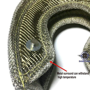 Planet Gates T3 Lava Fiber Turbo Blanket Engine Heat Shield Barrier Titanium Turbocharger Cover Turbine House With Metal Mesh