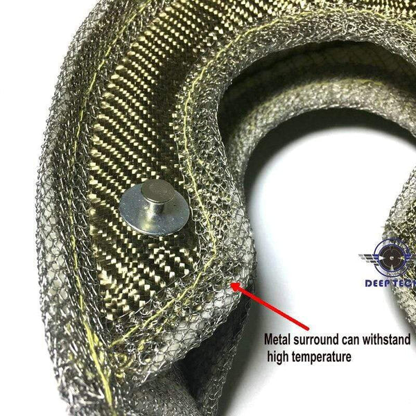 Planet Gates T3 Lava Fiber Turbo Blanket Engine Heat Shield Barrier Titanium Turbocharger Cover Turbine House With Metal Mesh