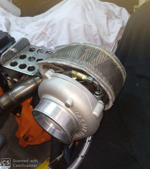 Planet Gates T3 Lava Fiber Turbo Blanket Engine Heat Shield Barrier Titanium Turbocharger Cover Turbine House With Metal Mesh