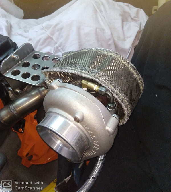 Planet Gates T3 Lava Fiber Turbo Blanket Engine Heat Shield Barrier Titanium Turbocharger Cover Turbine House With Metal Mesh