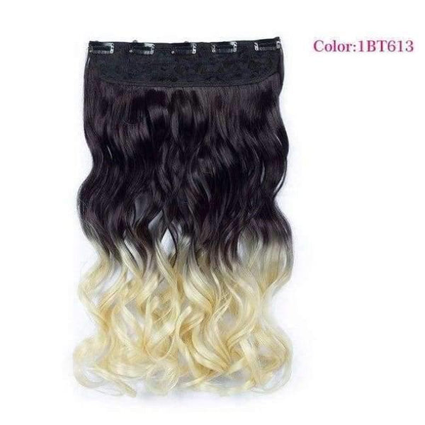 Planet Gates T4/27/30 / 22inches Synthetic Heat Resistant 22" Ombre Wigs Chocolate Brown to Blonde Women Wavy Hair One Piece Clip in Hair Extensions