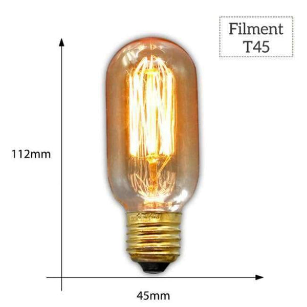 Planet Gates T45 Filament / E27 MACLOU Vintage Edison Bulb E27 220V Retro Lamp 40WAmpoule Vintage Light Bulb Edison Lamp Incandescent Light Filament Edison Bulb