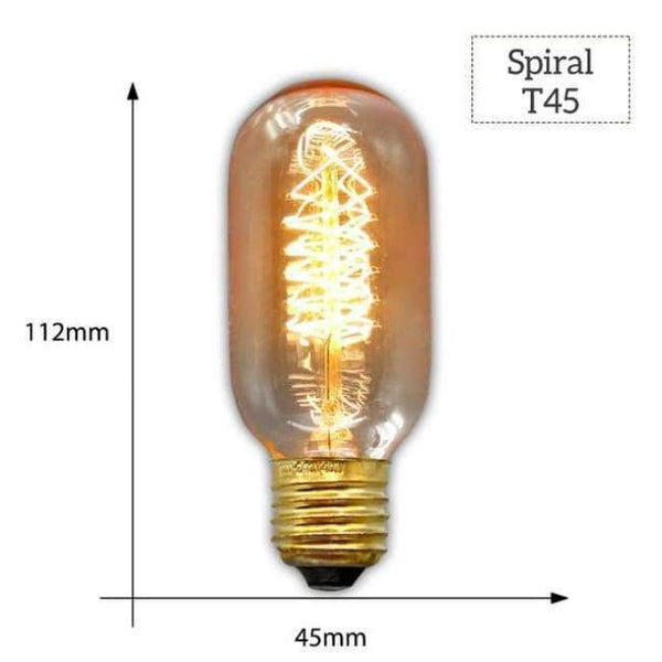 Planet Gates T45 Spiral / E27 MACLOU Vintage Edison Bulb E27 220V Retro Lamp 40WAmpoule Vintage Light Bulb Edison Lamp Incandescent Light Filament Edison Bulb
