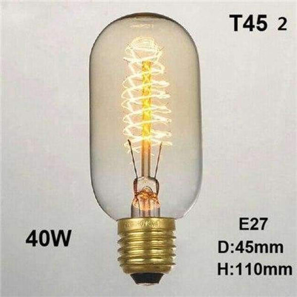 Planet Gates T45 spiral / E27 Vintage Edison Bulb E27 220V Retro Lamp 40W Vintage Light Bulb Edison Lamp Incandescent Light Filament Edison Bulb