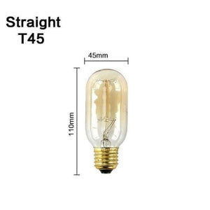 Planet Gates T45 Rovná / E27 Retro Lampa E27 Vintage Žárovka s Vláknem 220V Žárovka Spirálová Světelná LED Edison Žárovka Lampada Ampoule Bombillas