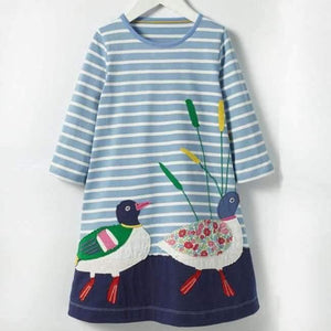 Long Sleeve Dress Striped Casual Cotton Clothes Toddler Kid Girls Spring Autumn Winter Baby Clothes For Girl - T7593 Stripe / 18M