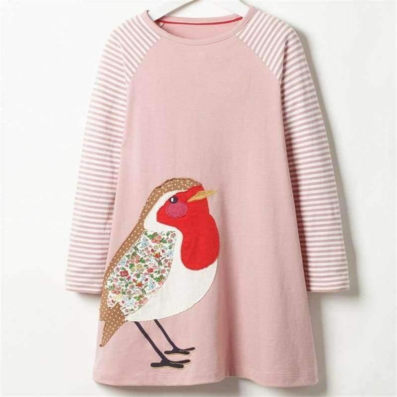 Planet Gates T7631 PINK / 18M Long Sleeve Dress striped Casual Cotton clothes Toddler Kid Girls Spring Autumn Winter baby Clothes  for girl