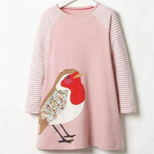 Planet Gates T7631 PINK / 18M Long Sleeve Dress striped Casual Cotton clothes Toddler Kid Girls Spring Autumn Winter baby Clothes  for girl