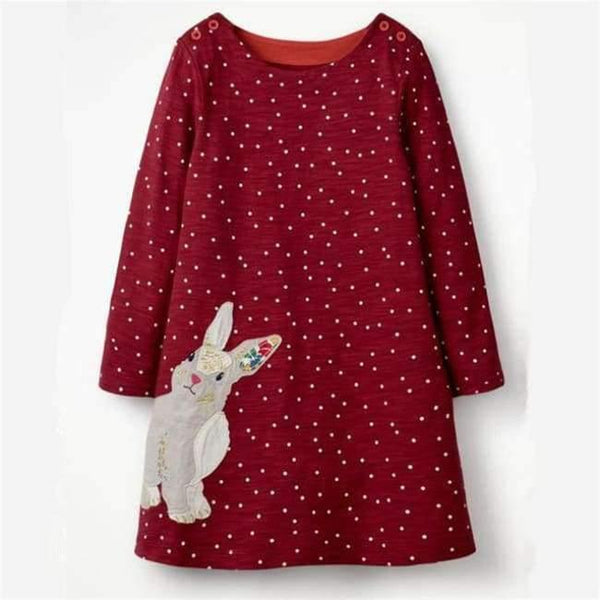 Planet Gates T7734 RED RABBIT / 18M Long Sleeve Dress striped Casual Cotton clothes Toddler Kid Girls Spring Autumn Winter baby Clothes  for girl