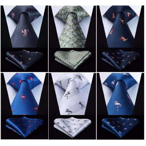 Planet Gates TA01 / China HISDERN Fashion Woven Classic Men Tie Necktie  Classic Animals 3.4" Silk Tie Pocket Square Party Wedding Handkerchief Set