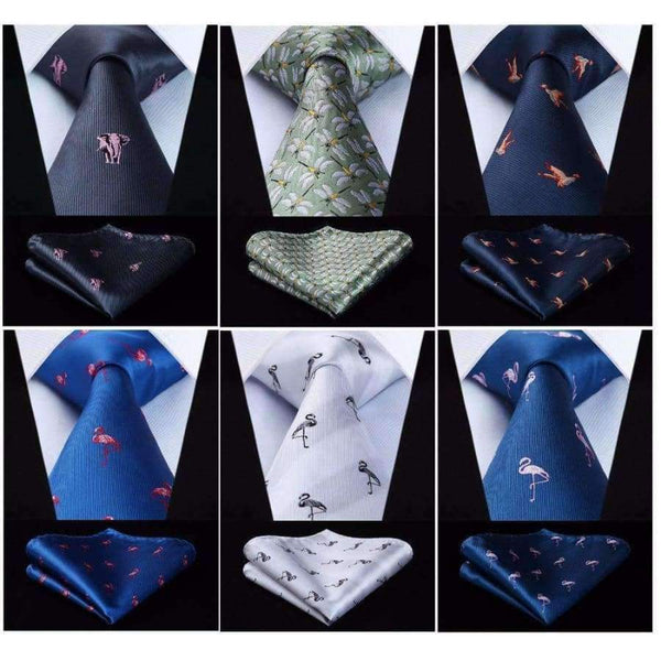 Planet Gates TA01 / China HISDERN Fashion Woven Classic Men Tie Necktie  Classic Animals 3.4" Silk Tie Pocket Square Party Wedding Handkerchief Set