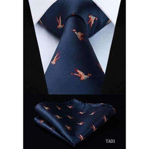 Planet Gates TA01 / China HISDERN Fashion Woven Classic Men Tie Necktie  Classic Animals 3.4" Silk Tie Pocket Square Party Wedding Handkerchief Set