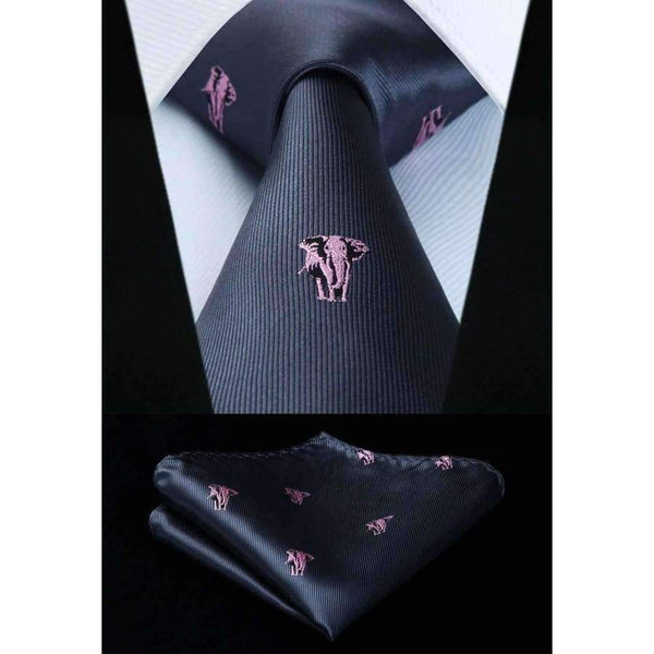 Planet Gates TA01 / China HISDERN Fashion Woven Classic Men Tie Necktie  Classic Animals 3.4" Silk Tie Pocket Square Party Wedding Handkerchief Set
