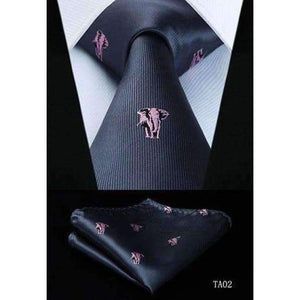 Planet Gates TA02 / China HISDERN Fashion Woven Classic Men Tie Necktie  Classic Animals 3.4" Silk Tie Pocket Square Party Wedding Handkerchief Set
