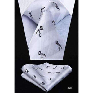 Planet Gates TA03 / China HISDERN Fashion Woven Classic Men Tie Necktie  Classic Animals 3.4" Silk Tie Pocket Square Party Wedding Handkerchief Set