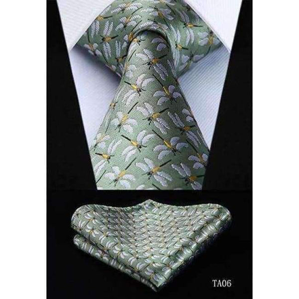 Planet Gates TA06 / China HISDERN Fashion Woven Classic Men Tie Necktie  Classic Animals 3.4" Silk Tie Pocket Square Party Wedding Handkerchief Set