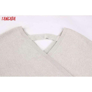 Planet Gates Tangada women dress 2018 knitted mini dress autumn winter ladies sexy green sweater dress long sleeve vintage korean ADY08