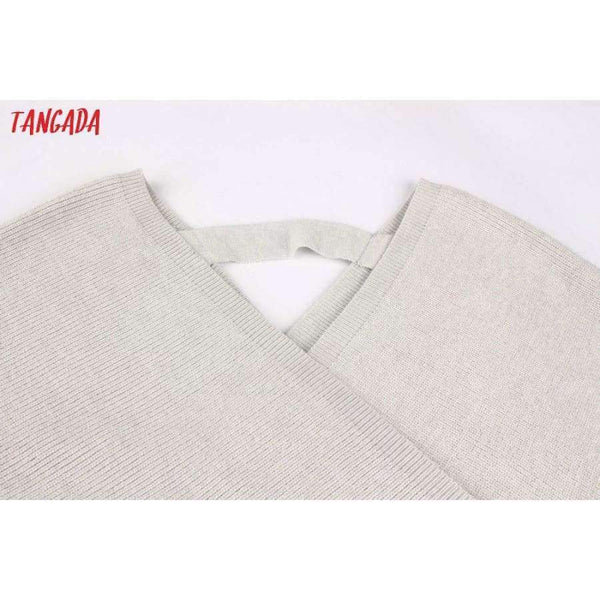 Planet Gates Tangada women dress 2018 knitted mini dress autumn winter ladies sexy green sweater dress long sleeve vintage korean ADY08