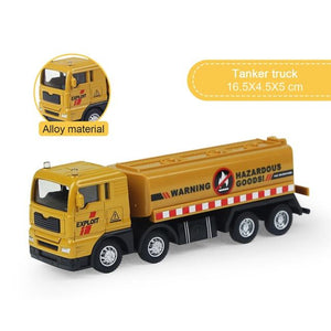 Planet Gates Tanker truck Alloy Engineering Vehicle Dump Truck Excavator Assembly Diecast Model Simulation Construction Cars Toys for Boys Children Gifts