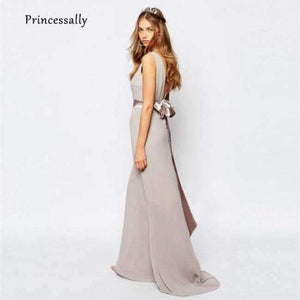 Planet Gates taro with train / 2 New Bridesmaid Dresses Long With Train Chiffon Sleeveless Sexy Backless Elegant Summer Formal Prom Party Gown