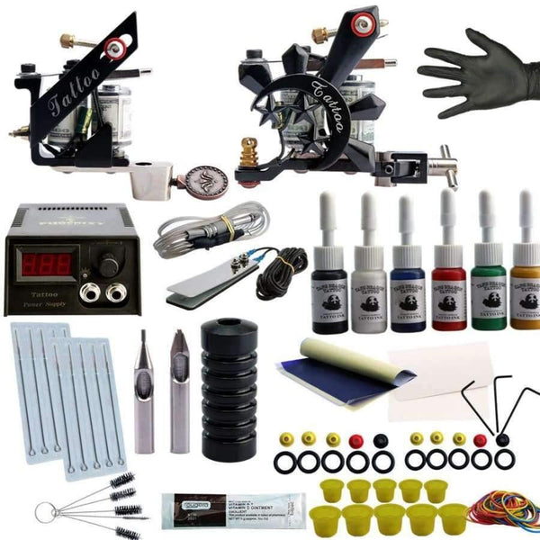 Planet Gates Tattoo 2 Guns Machine Tips Grip 6 Colors Tattoo Pigment Kits Power Supply Accesories Makesup Complete Tatoo Permanent Art