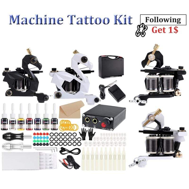 Planet Gates Tattoo Kit Coil Tattoo Machine Set Tattoo Power Supply Needles Professional Tattoo Machine Kit for Beginner Starter