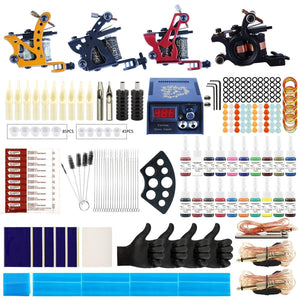 Planet Gates Tattoo Kit Tattoo Machines Gun With Ink Power Supply Tattoo Grips Complete Tattoo Set Accessories Supplies Body Art Tools