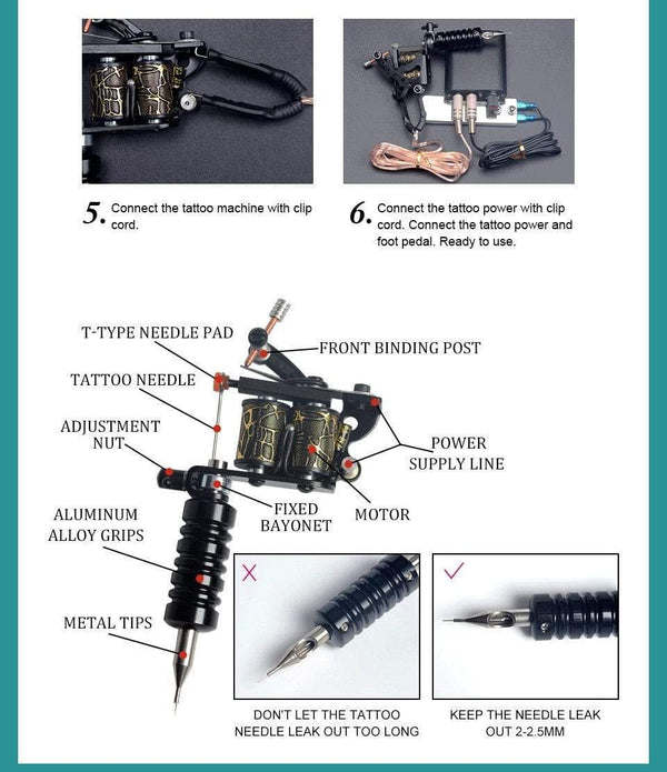 Planet Gates Tattoo Kits Tattoo Machine Set Complete Beginner Tattoo Pen Machine Kit Stick And Poke Pigments For Permanent Makeup Accessories