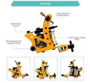 Planet Gates Tattoo Kits Tattoo Machine Set Complete Beginner Tattoo Pen Machine Kit Stick And Poke Pigments For Permanent Makeup Accessories