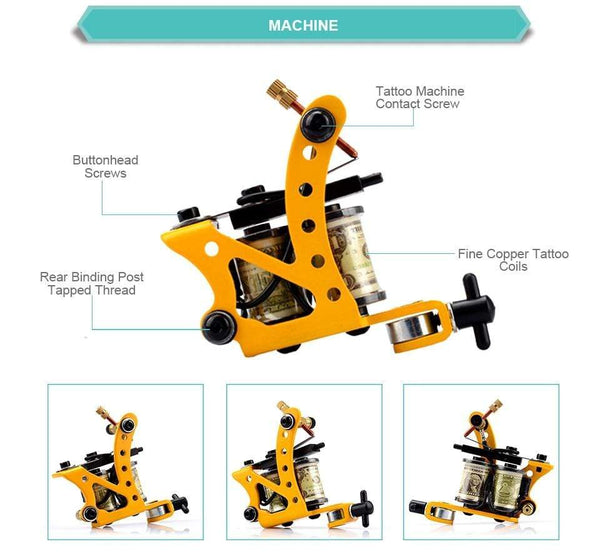 Planet Gates Tattoo Kits Tattoo Machine Set Complete Beginner Tattoo Pen Machine Kit Stick And Poke Pigments For Permanent Makeup Accessories