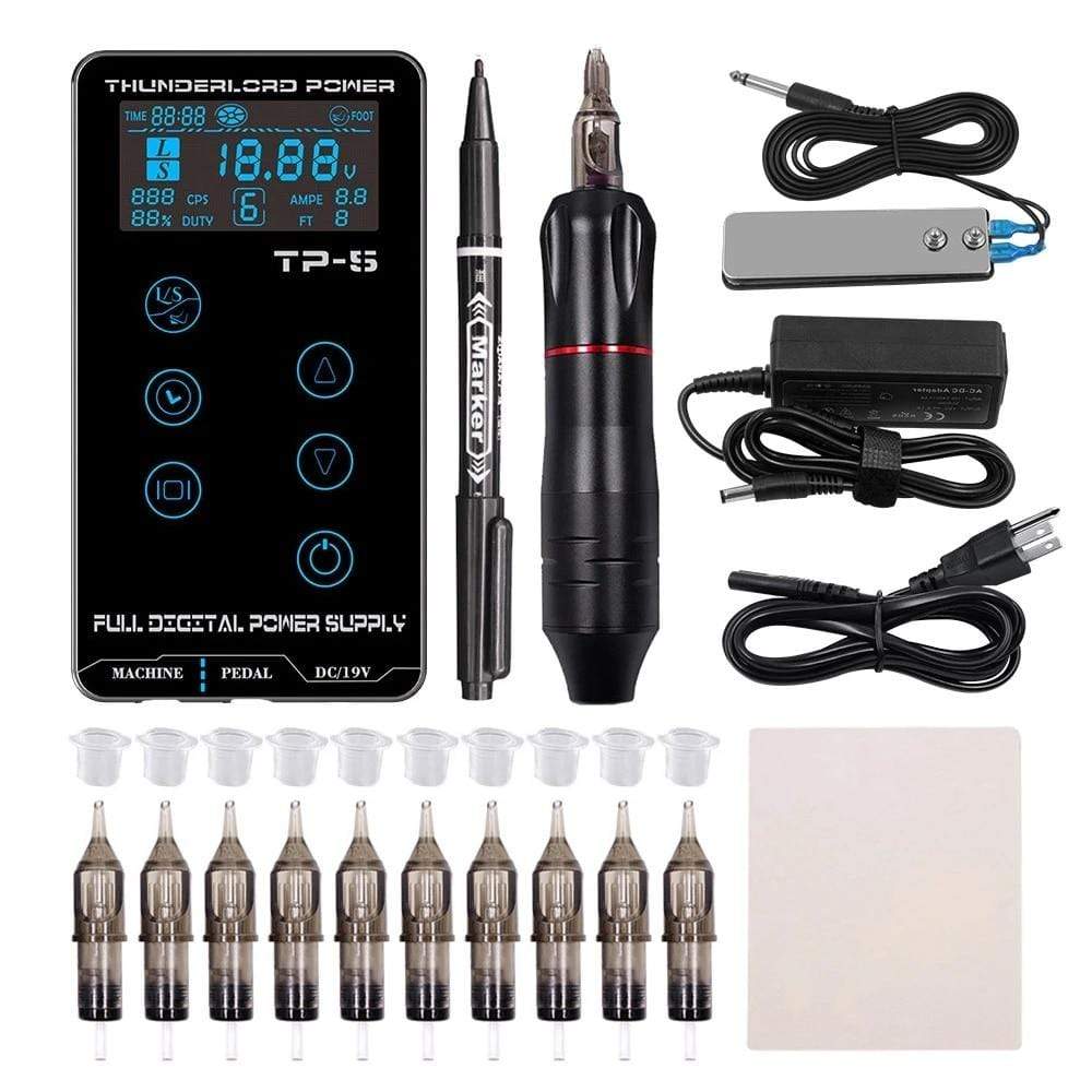 Planet Gates Tattoo Machine Kit Tattoo Power Supply Rotary Pen With Cartridges Needles For Permanent Makeup Eyebrow Microblading Needles