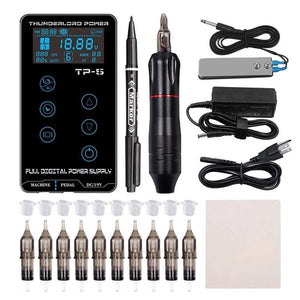 Planet Gates Tattoo Machine Kit Tattoo Power Supply Rotary Pen With Cartridges Needles For Permanent Makeup Eyebrow Microblading Needles